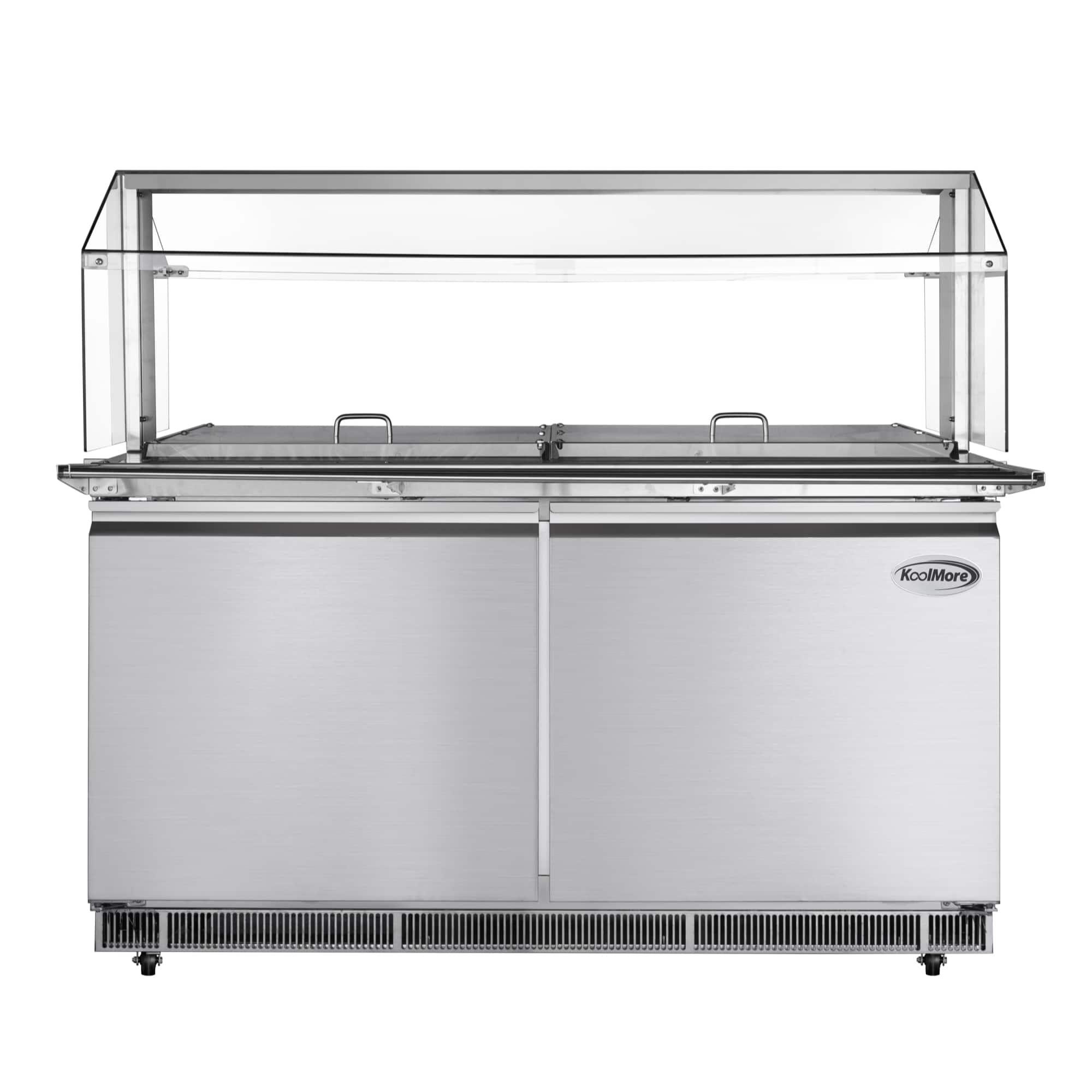 Koolmore - 60 in. Refrigerated Prep Station with Sneeze Guard and Buffet Slide, 12-Pan (Not Included) Capacity - Stainless-Steel