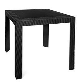 LeisureMod - Mace Weave Design 31Inch Outdoor Dining Table, Weather-Resistant Patio Accent Table, Modern Backyard Furniture - Black