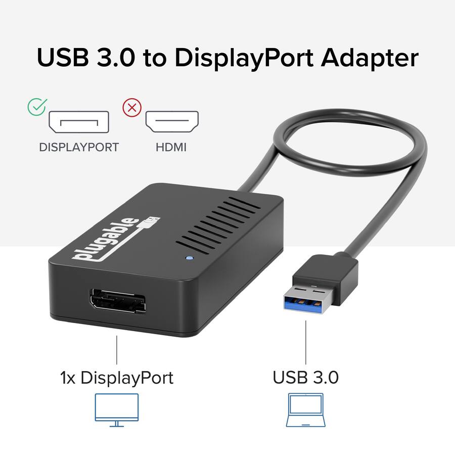Plugable USB 3.0 to DisplayPort 4K DisplayLink Video Graphics Adapter ...