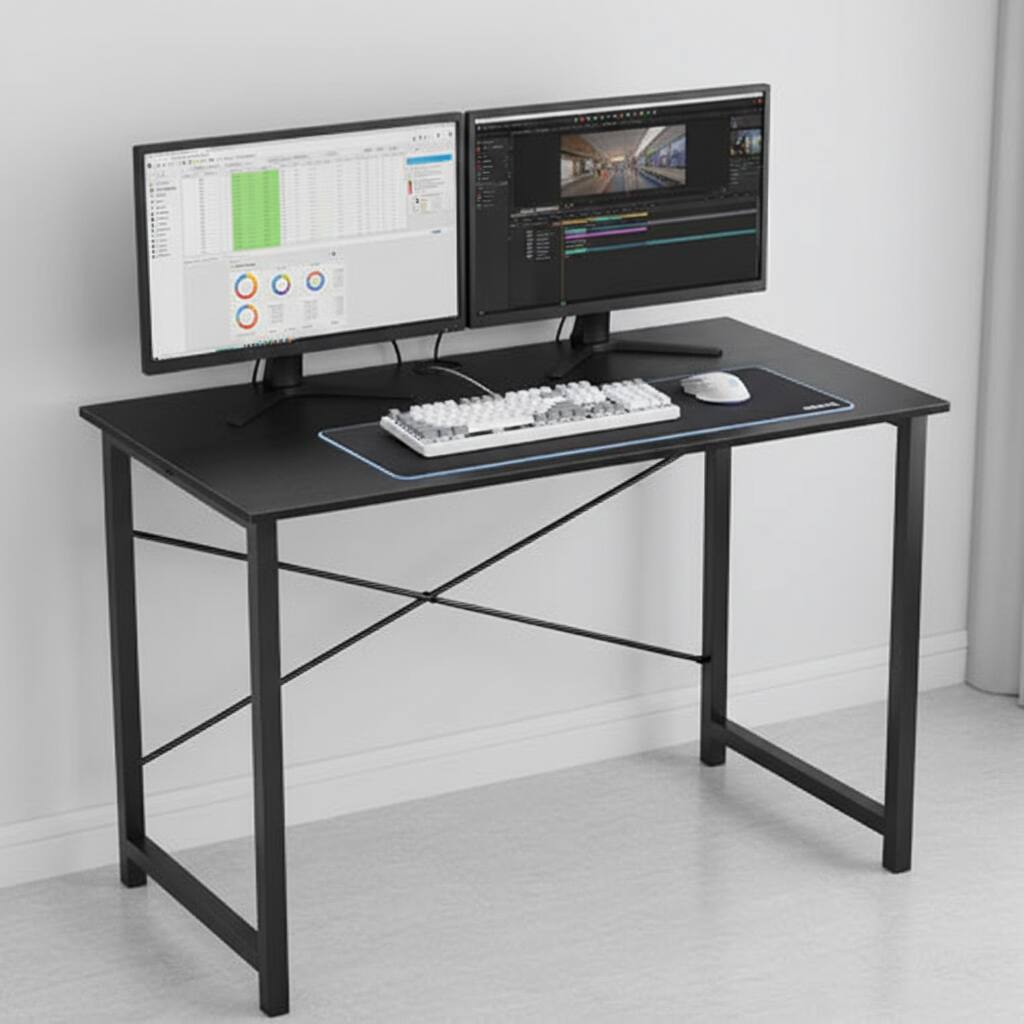 Alt View 5. AOITUN - Computer Desk 40 Inch, Small Desk, Sturdy Writing Table with Metal Frame, Modern Workstation for Bedroom, Black - Black.