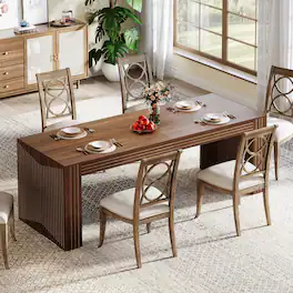 Tribesigns - Farmhouse Dining Table with Engineered Wood Construction and Rectangular Top for Dining Room and Kitchen - Dark Brown