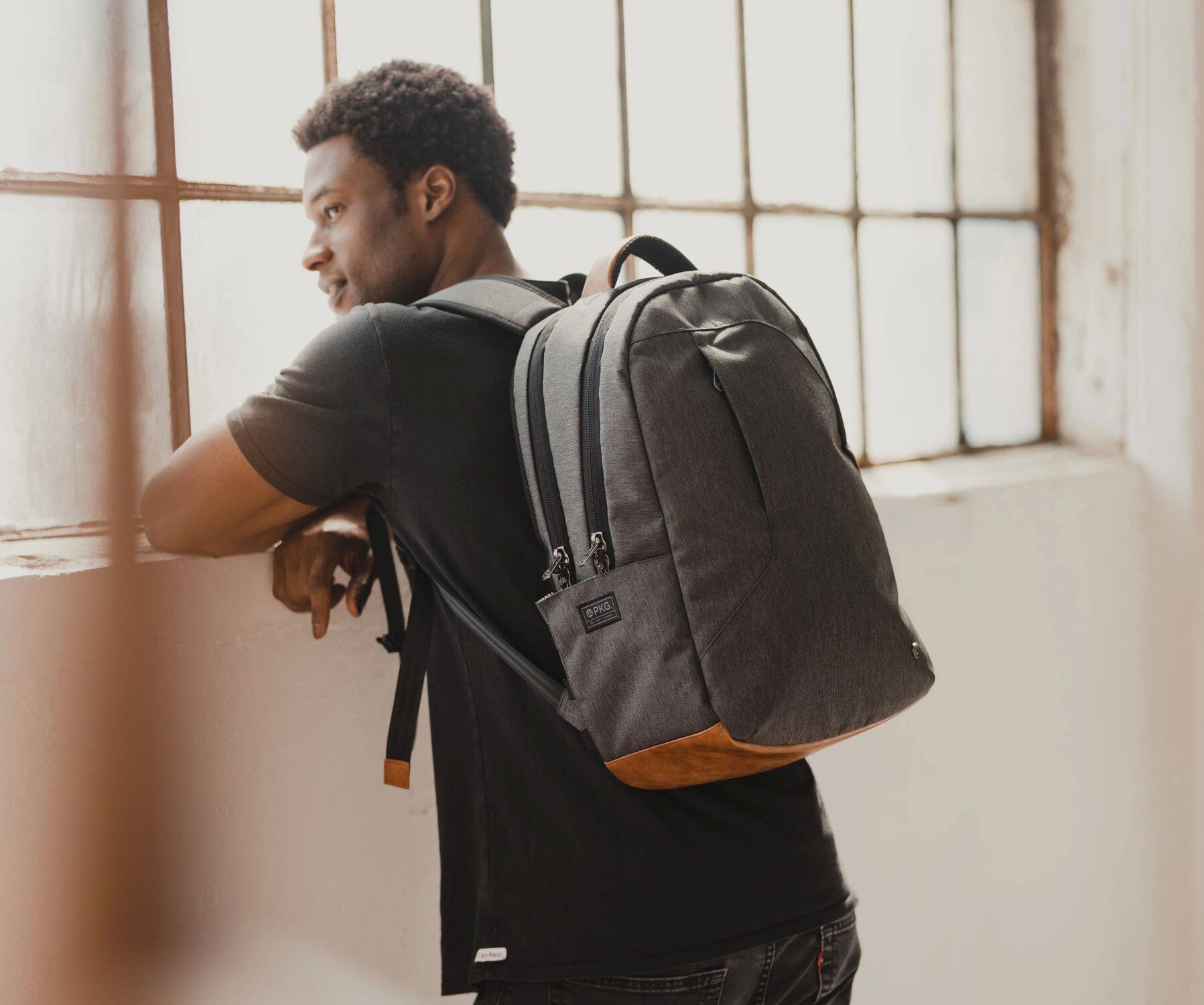 Alt View 7. PKG - Durham Outpost Recycled Backpack - Black / Gray.