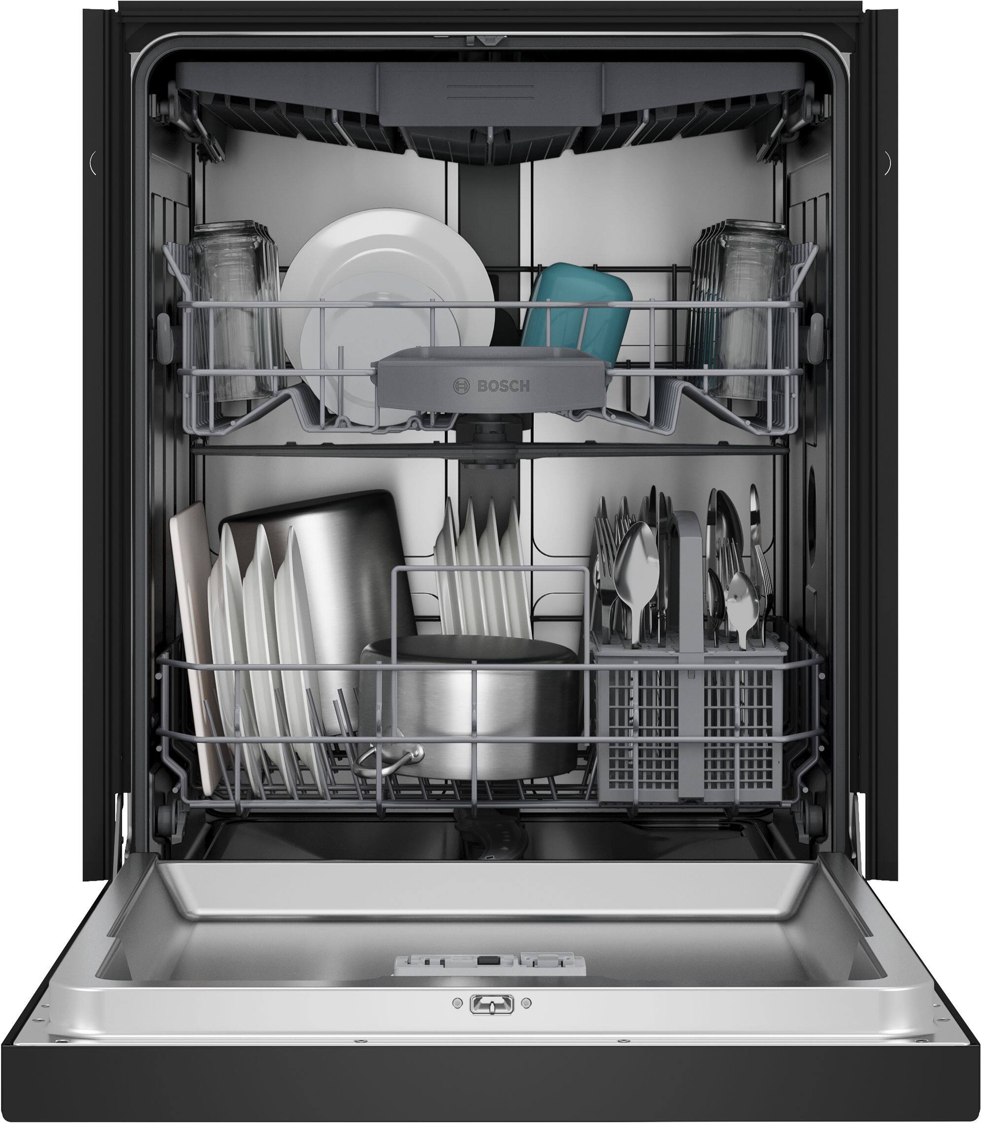 Alt View 4. Bosch - 300 Series 24" Front Control Smart Built-In Stainless Steel Tub Dishwasher with 3rd Rack and PrecisionWash, 48 dBA - Black.