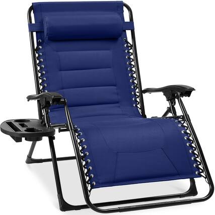 Front. Best Choice Products - Best Choice Products Oversized Padded Zero Gravity Chair, Folding Outdoor Patio Recliner w/ Side Tray - Cobalt Blue - Cobalt Blue.