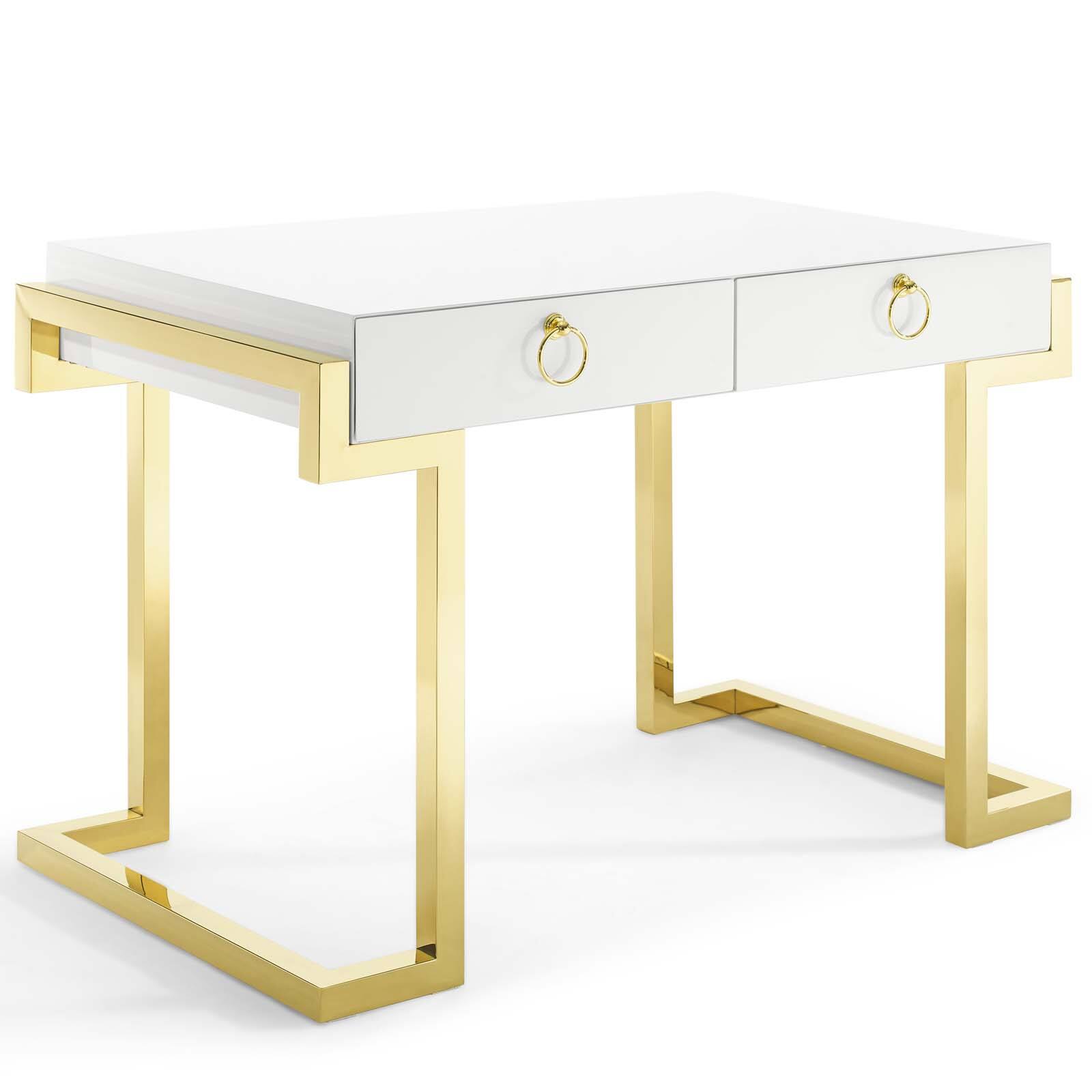 Angle. Modway - Ring Office Desk by Modway - Gold White.
