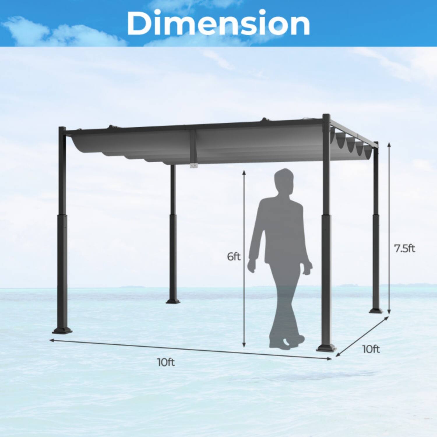 Dimension  
6ft  
7.5ft  
10ft  
10ft