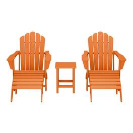 WestinTrends - Highland 5-Piece Adirondack Chair with Folding Ottoman and Table Set - Orange