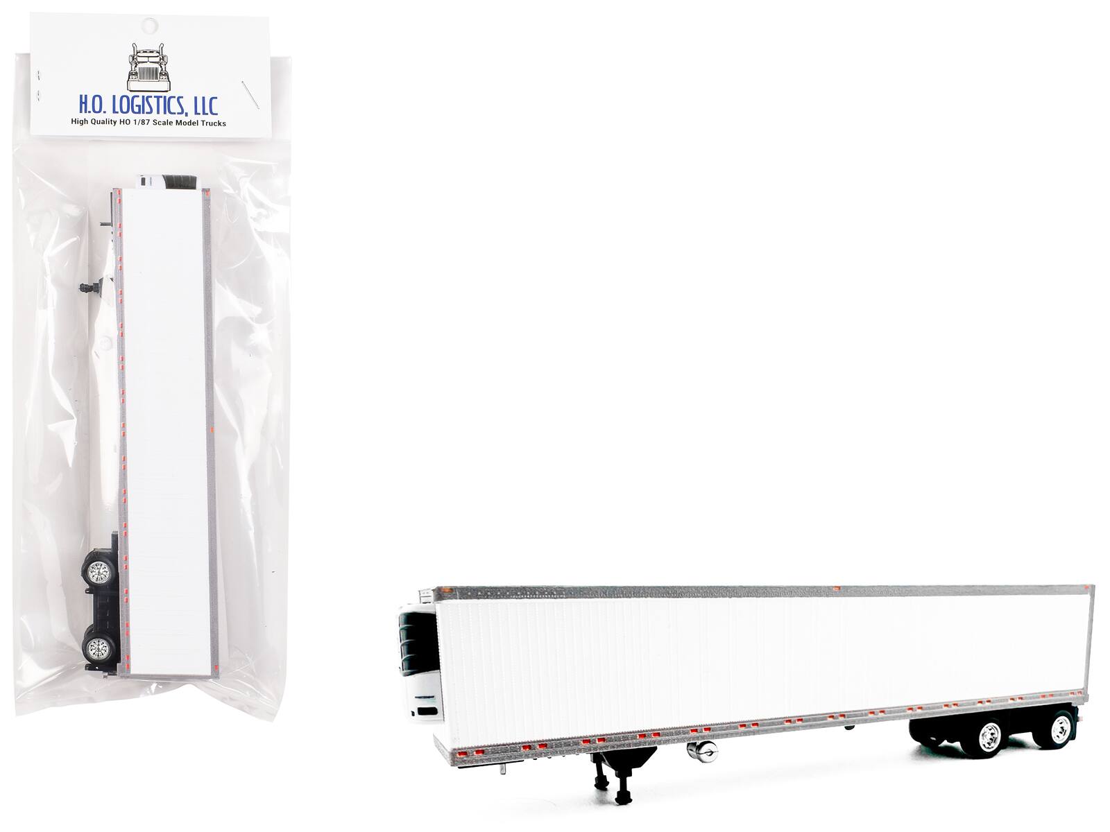 HO Logistics Replicas - 53' Spread Axle Refrigerated Trailer White 1/87 (HO) Plastic Model Car by HO Logistics
