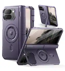 Dexnor - Magnetic Case for Google Pixel 10 Pro Fold with Dual Kickstands Full-Body Rugged Protective Cover Bumper Case - Phantom Purple