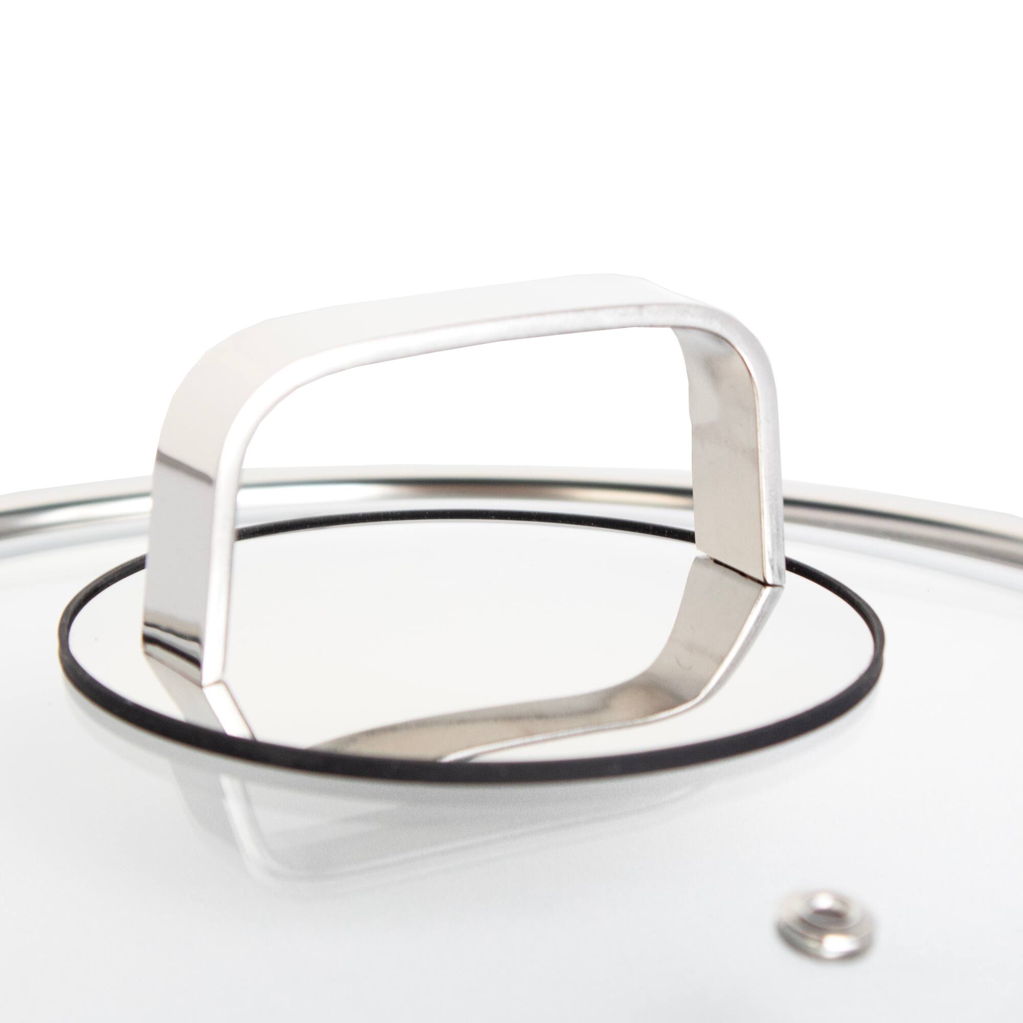 Alt View 3. Livwell Brands - DiamondClad™ 10" Tempered Glass Lid with Silicone Rim, Cool Touch Insulated Handle, Dishwasher Safe – Clear - Silver/Glass.