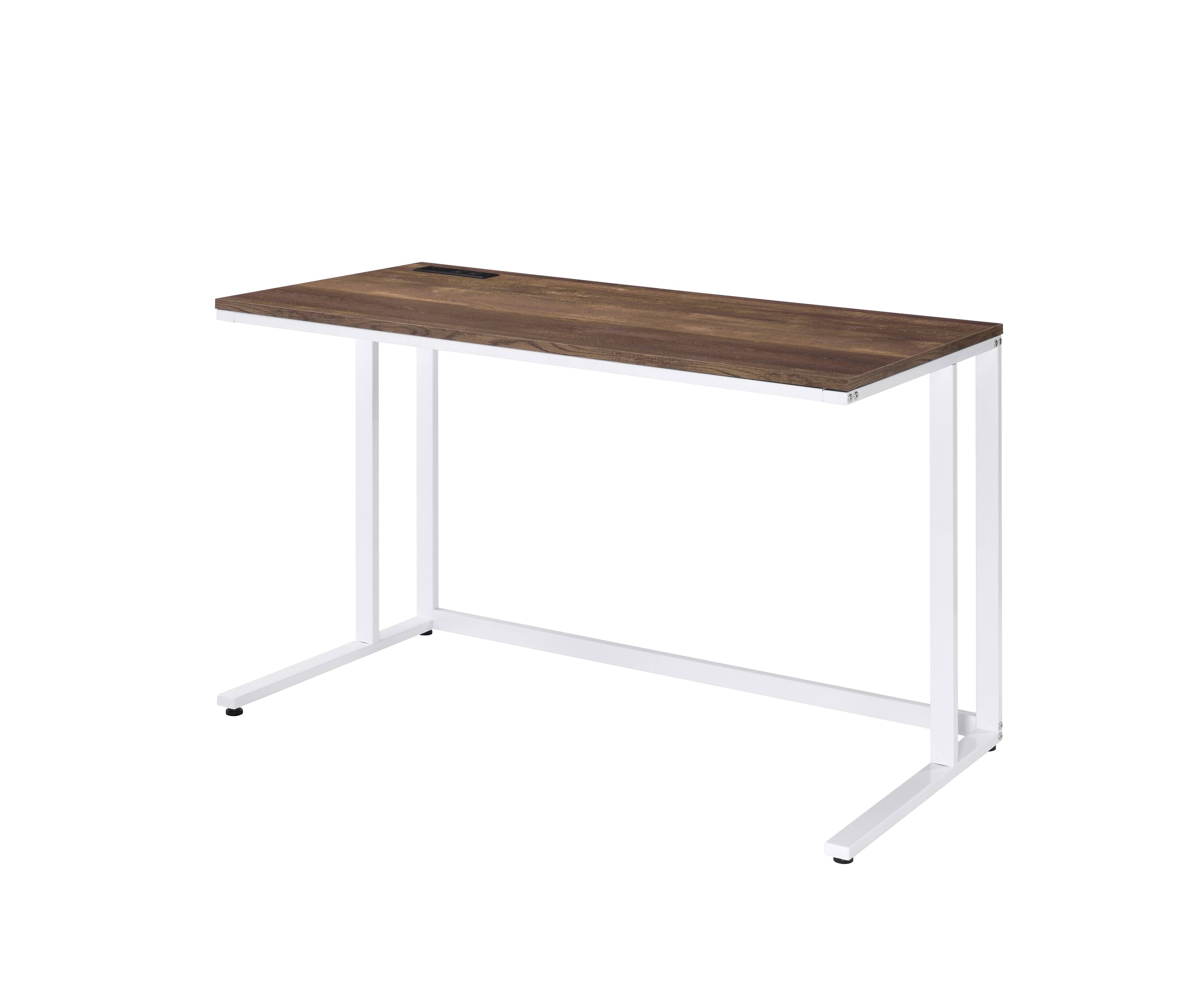 Alt View 4. APRILSOUL - Tyrese Walnut White Finish Writing Desk - White.