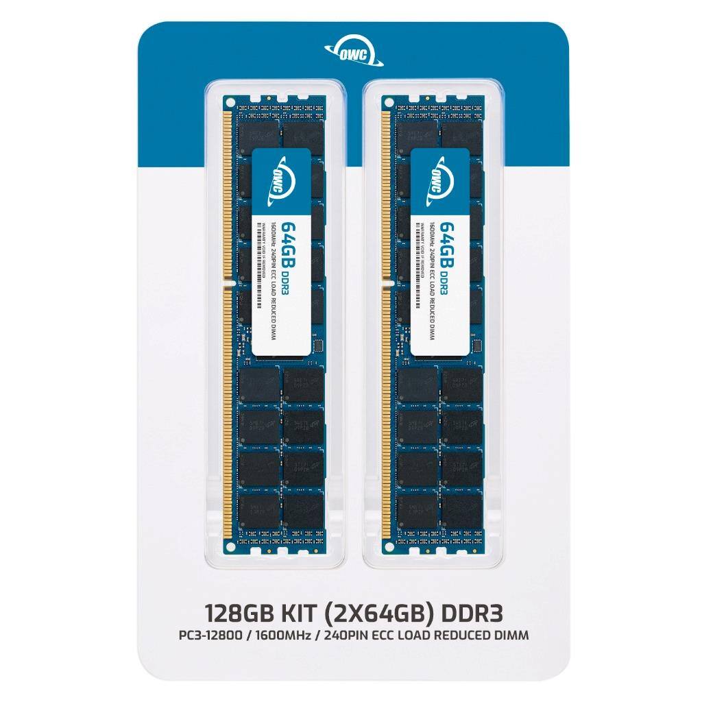 OWC 64GB DDR3 ECC LOAD REDUCED DIMM  
128GB KIT (2X64GB) DDR3  
PC3-12800 / 1600MHz / 240PIN ECC LOAD REDUCED DIMM