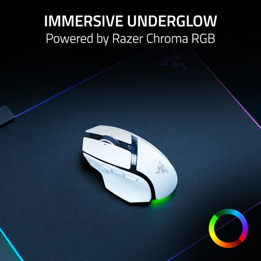 Gaming Mouse Razor White Razer Basilisk V4 HyperSpeed Ergonomic Gaming Mouse with Chroma RGB ...