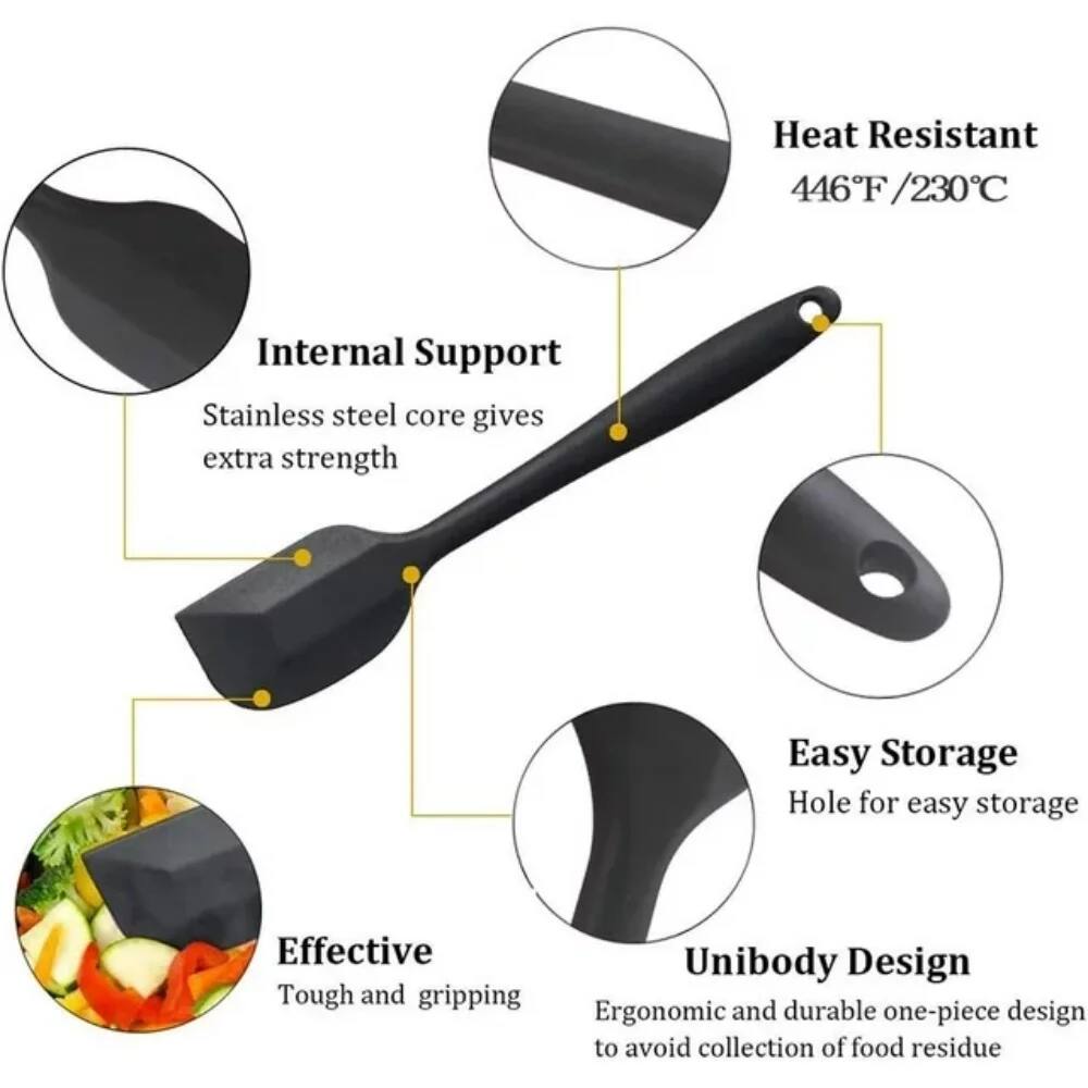 Heat Resistant  
446°F / 230°C  

Internal Support  
Stainless steel core gives extra strength  

Effective  
Tough and gripping  

Easy Storage  
Hole for easy storage  

Unibody Design  
Ergonomic and durable one-piece design to avoid collection of food residue