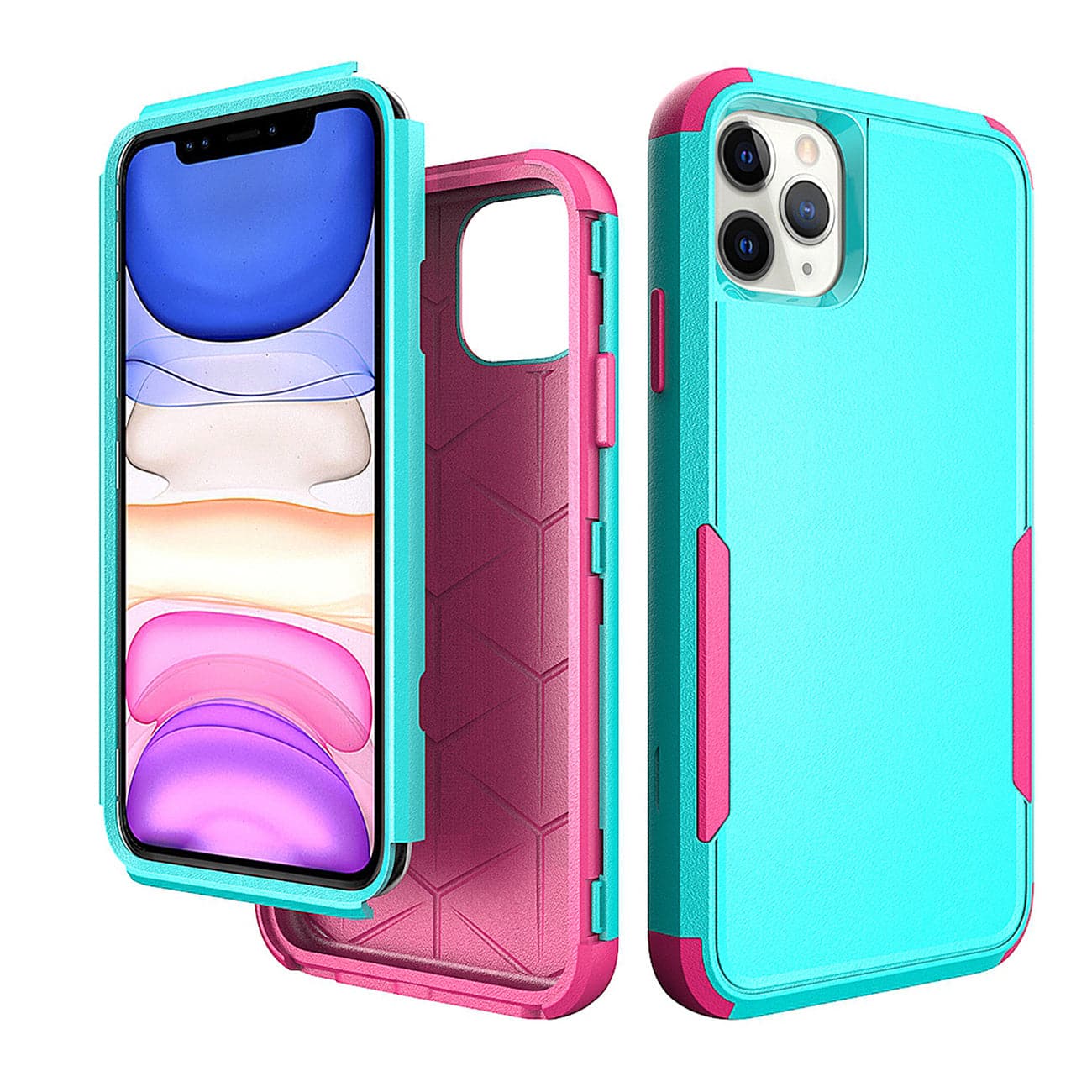 Reiko - 3In1 Hybrid Heavy Duty Defender Rugged Armor Case For Apple Iphone 11 Pro In - Green