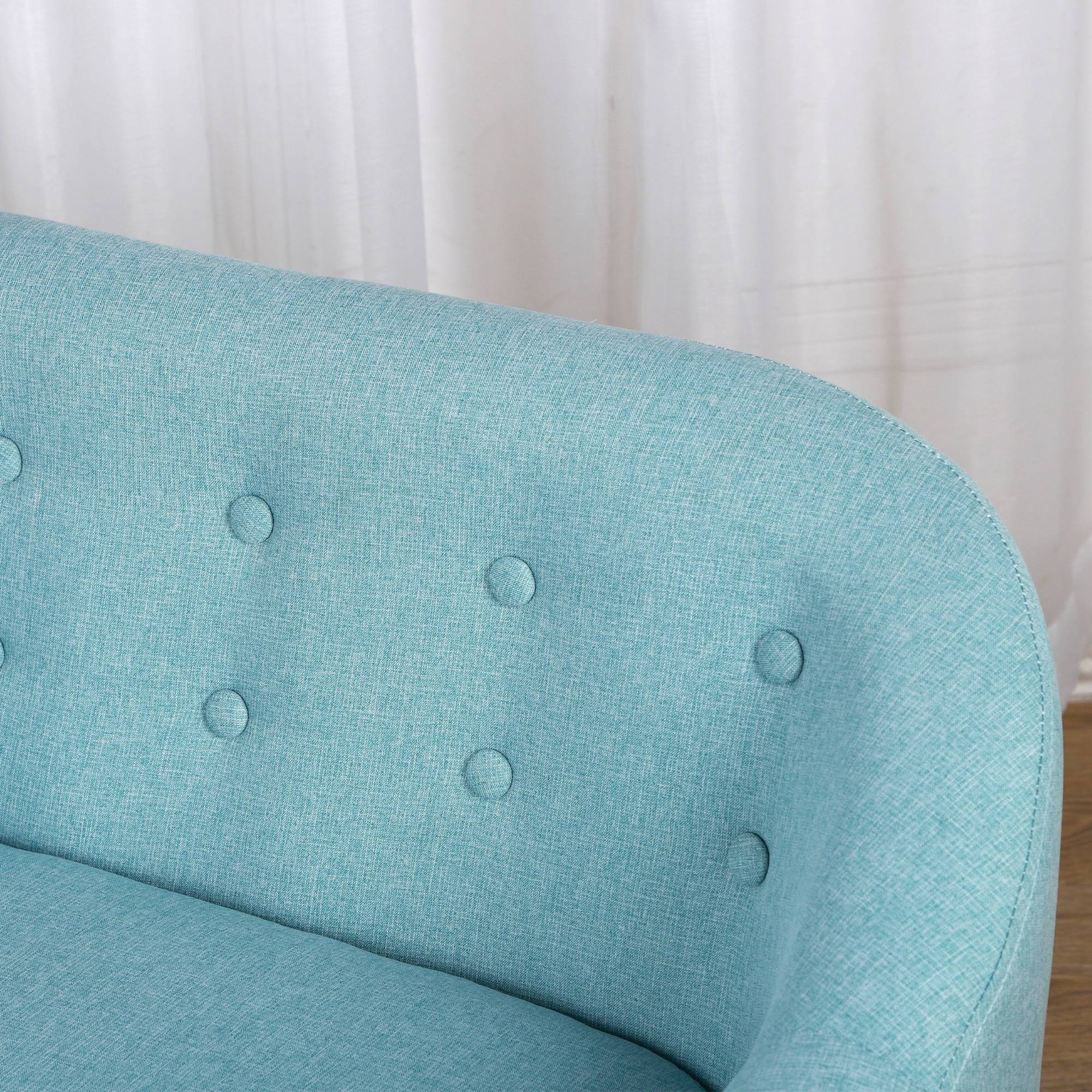 Alt View 7. Qaba - Kids Sofa, Toddler Sofa Couch, Linen-Like Fabric & Wood Frame Sofa Chair for Ages 3-7 - Blue.