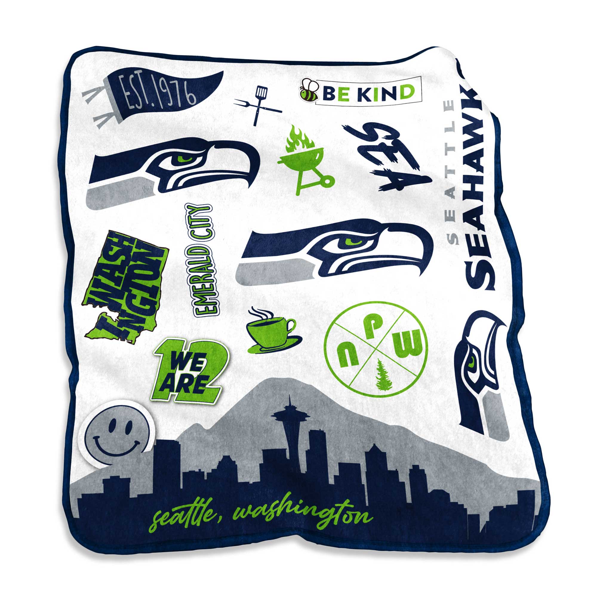 Logo Brands - Seattle Seahawks 50'' x 60'' Native Raschel Plush Throw Blanket - Multicolor