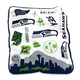 Logo Brands - Seattle Seahawks 50'' x 60'' Native Raschel Plush Throw Blanket - Multicolor