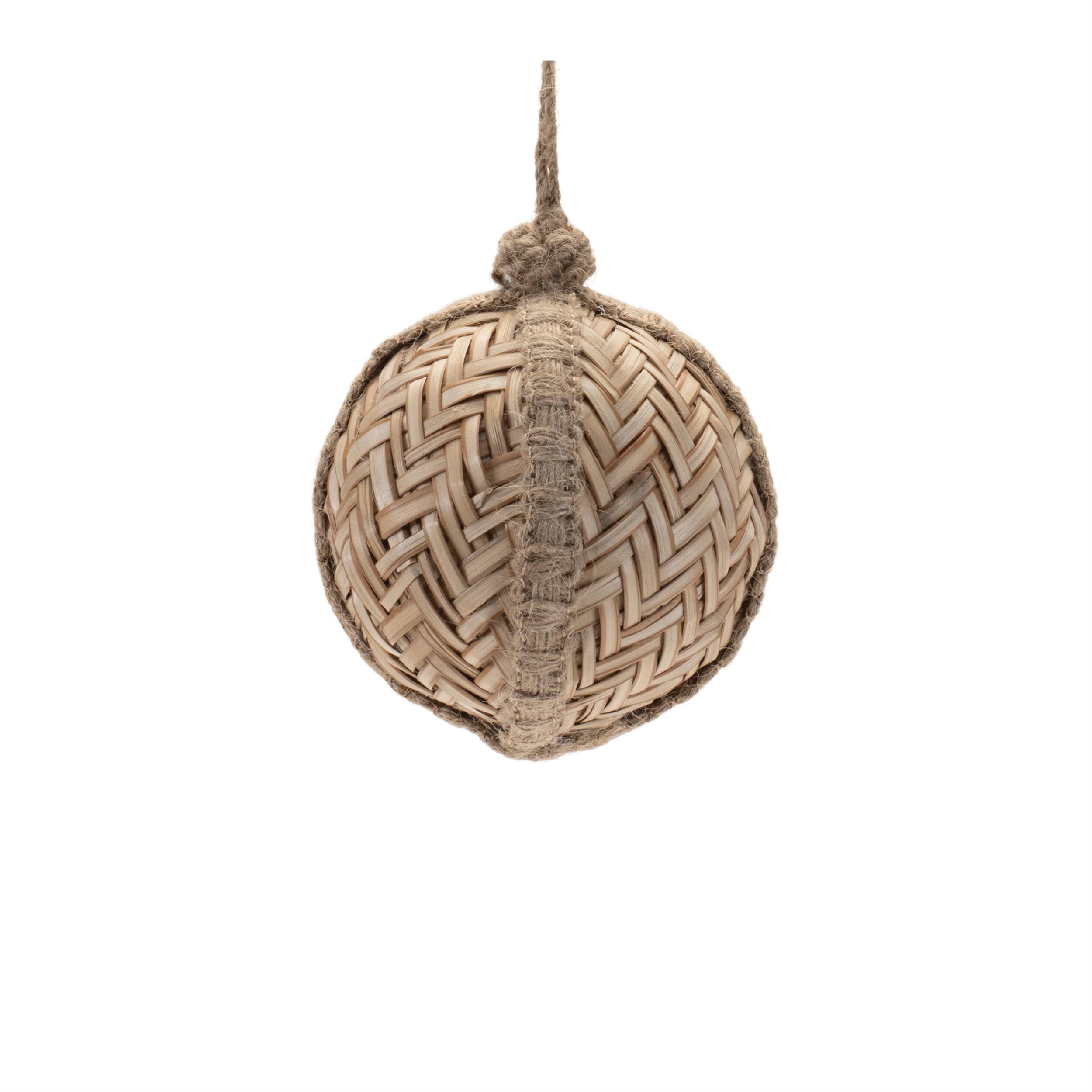 Left. BreeBe - Woven Bamboo Ornament (Set of 6) - Brown.