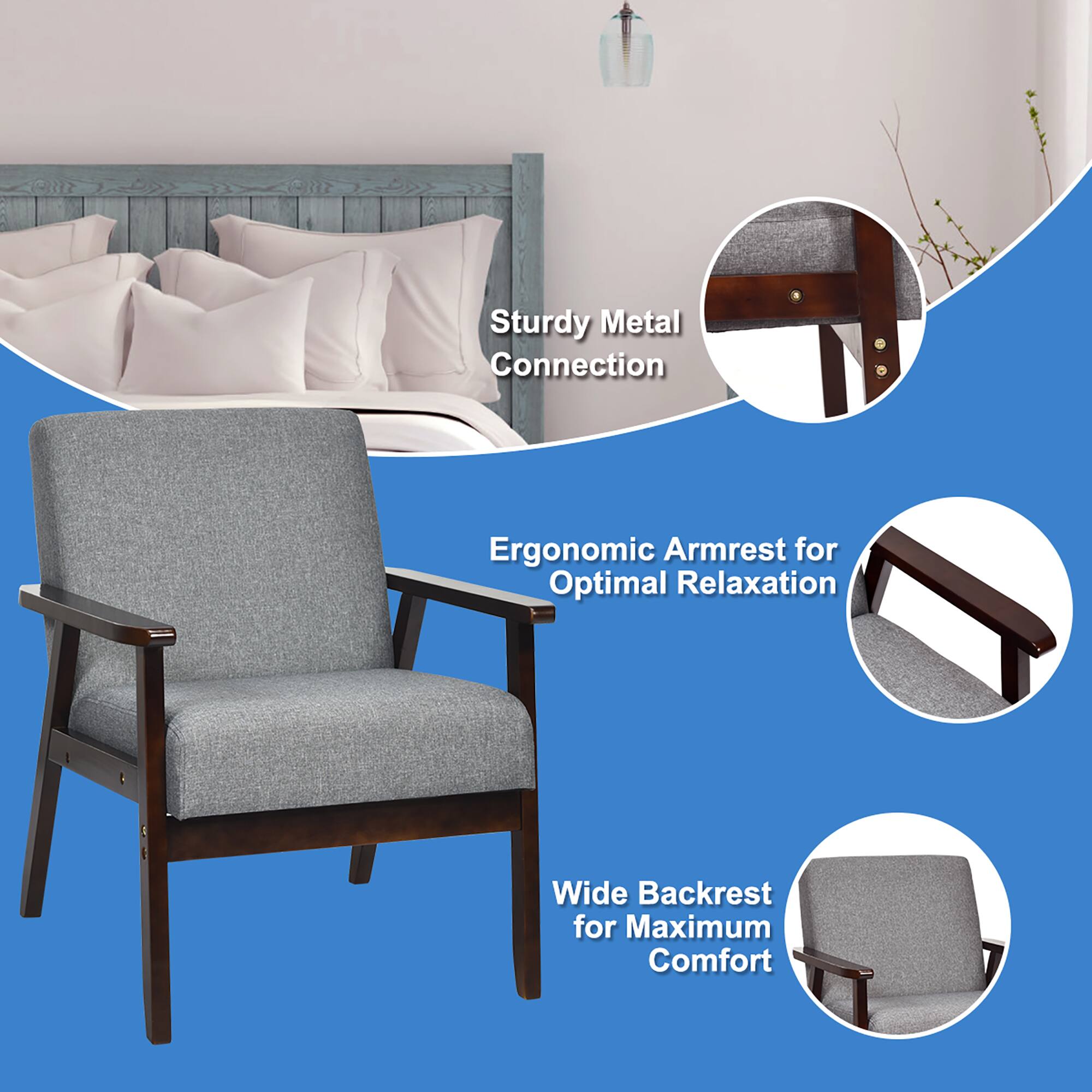 Sturdy Metal Connection Ergonomic Armrest for Optimal Relaxation Wide Backrest for Maximum Comfort