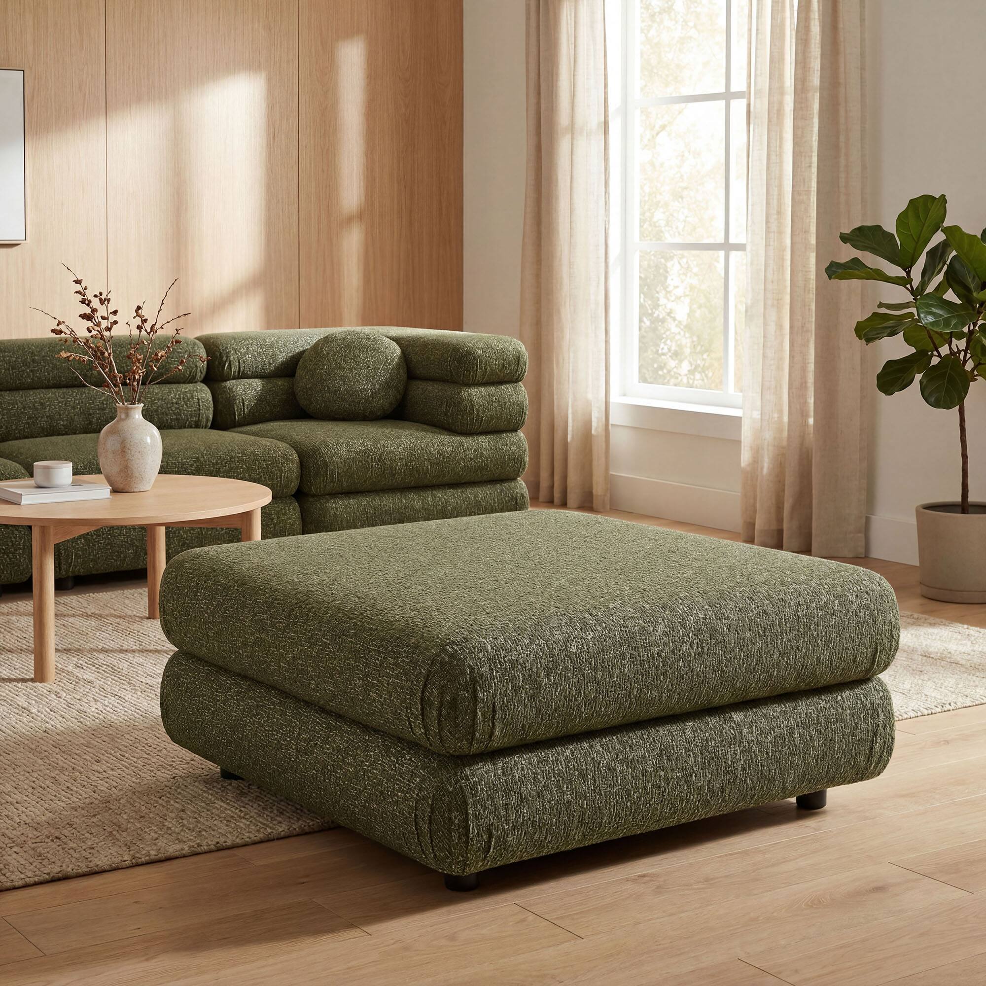 Front. Modway - Jubilee Upholstered Ottoman by Modway - Olive.