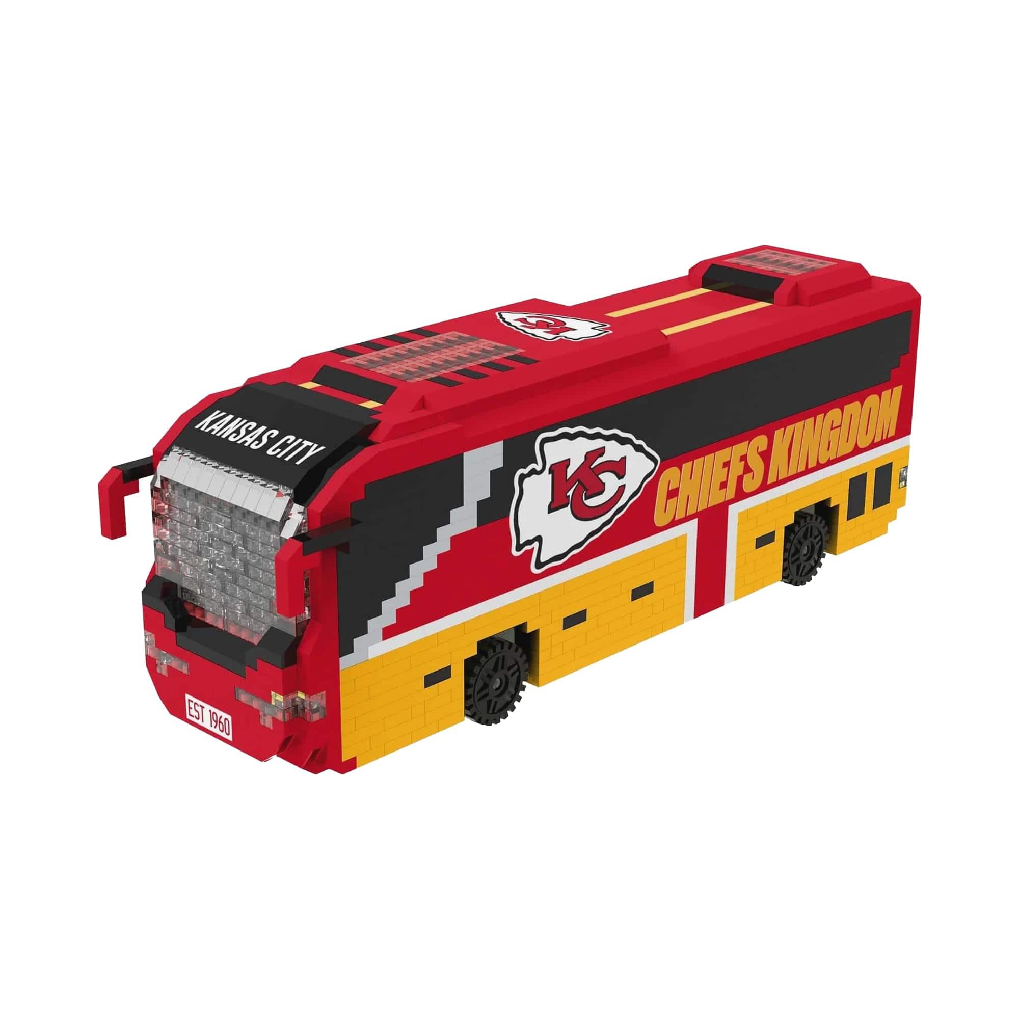 Forever Collectibles - Kansas City Chiefs NFL BRXLZ Team Bus 1236-Piece Building Block Set - Red