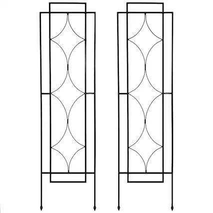 Front. Sunnydaze - Steel Chic Diamonds Garden Trellis - Set of 2 - 60 in - Black.