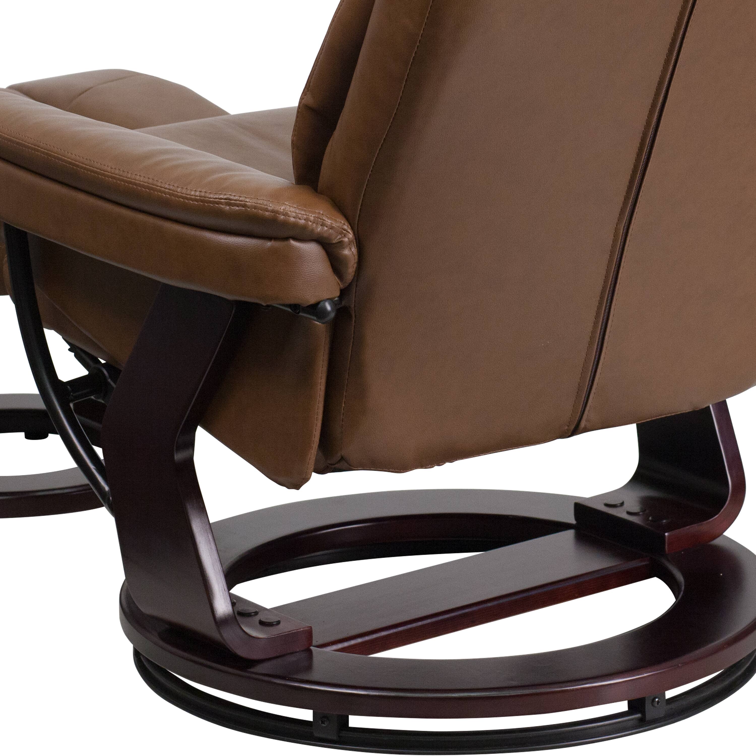 Alt View 17. Alamont Home - Allie Palimino LeatherSoft Multi-Position Recliner &Curved Ottoman w/Mahogany Base - Palimino.