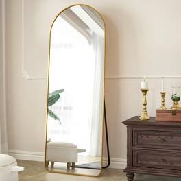 Hivvago - Large Full Length Rounded Leaning Wall or Hanging Mirror - Gold