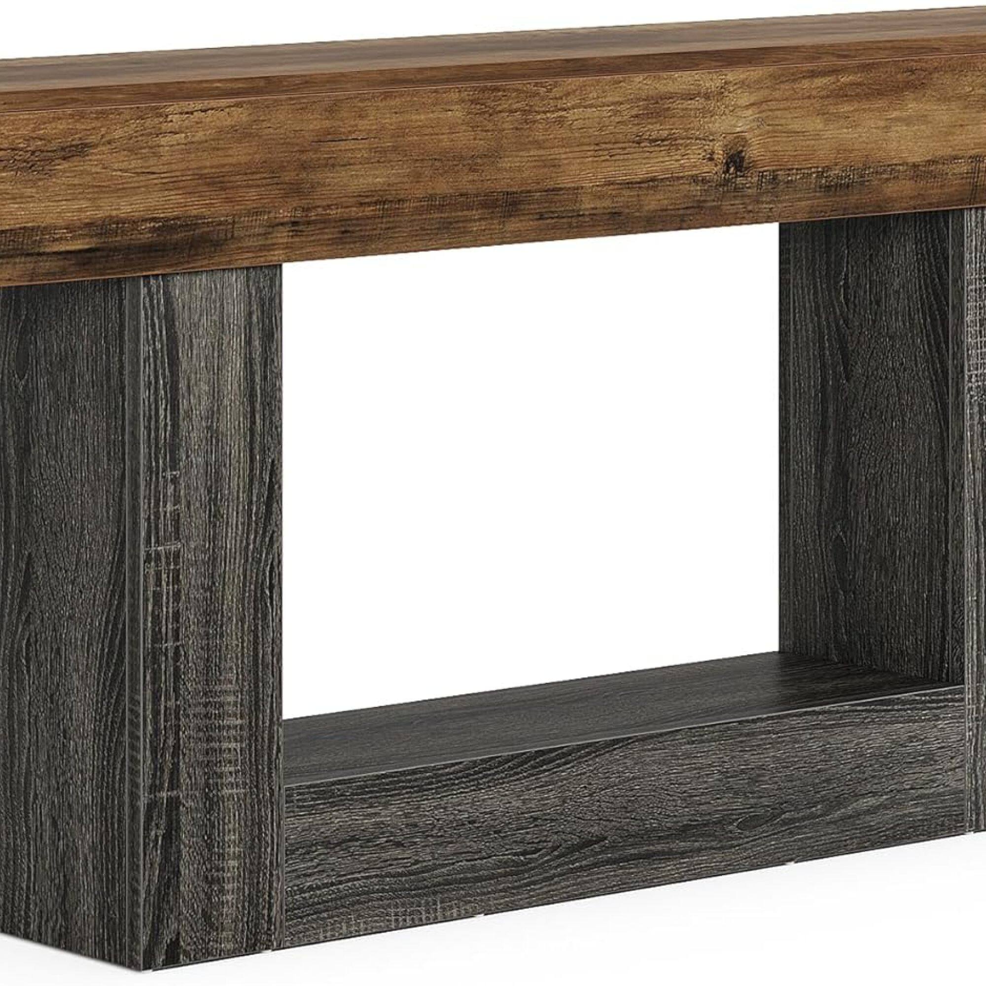 Alt View 4. GOODSILO - Farmhouse Style Narrow Console Table with U-Shaped Base and Lower Shelf for Living Room or Entryway - Blue+Grey+Brown.