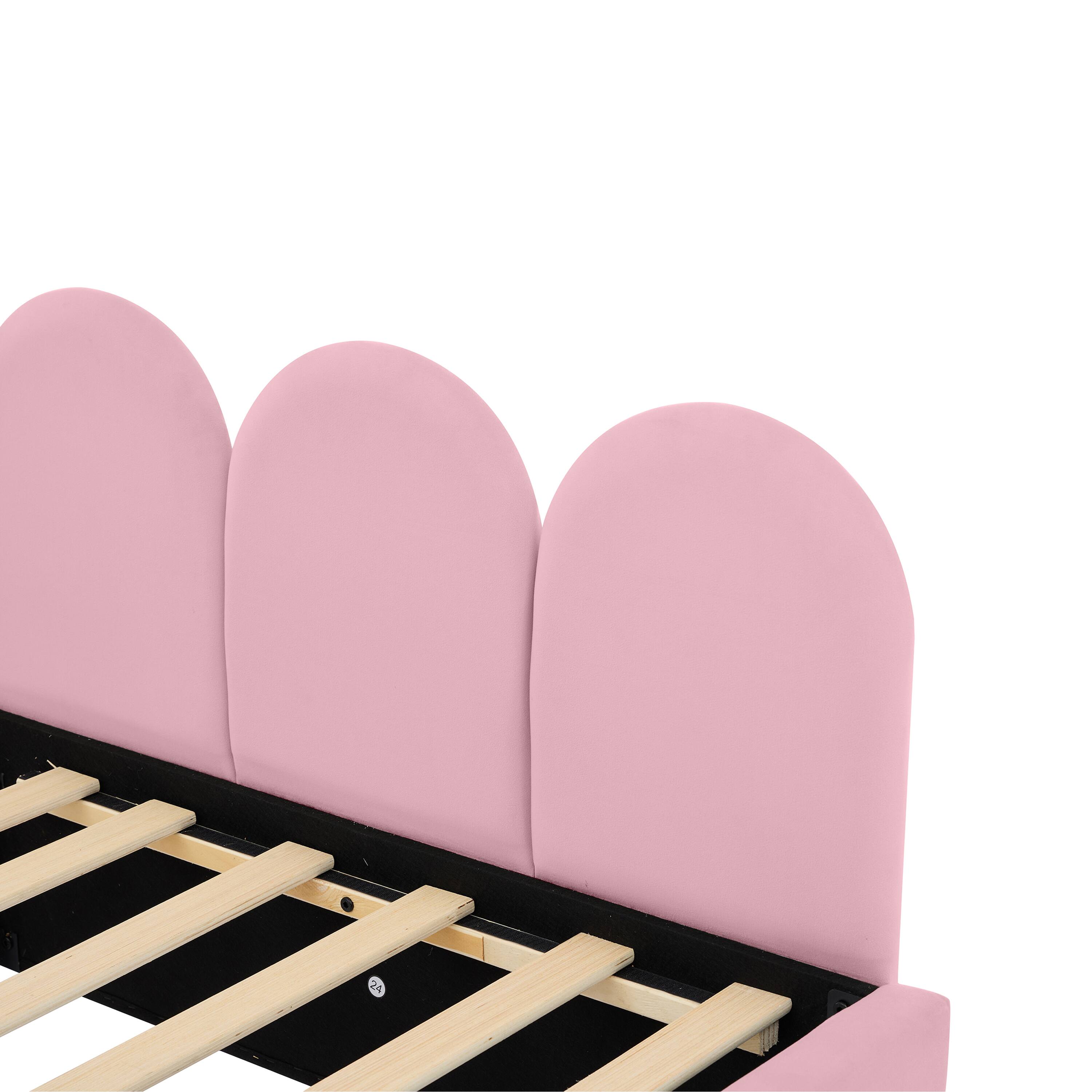 Alt View 8. Tiramisubest - Full Size Upholstered Daybed with 2 Drawers,Velvet Sofabed with Soft Fabric Headboard, No Box-spring Needed, Pink - Pink.