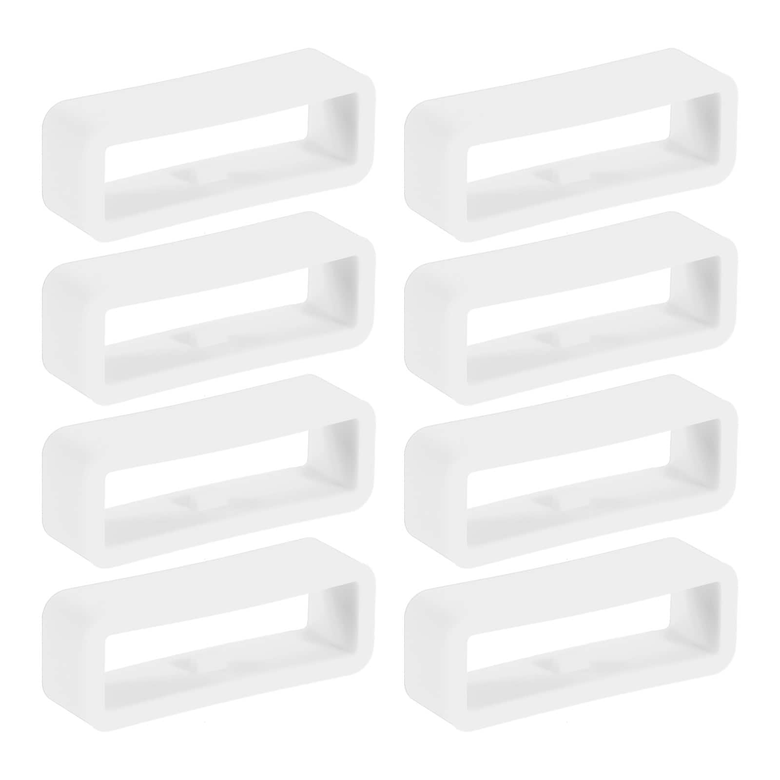Unique Bargains - Watch Band Holder Loop, 8pcs Universal Silicone Watch Replacement Band Strap Keeper Parts for Smart Sport (24mm) - White