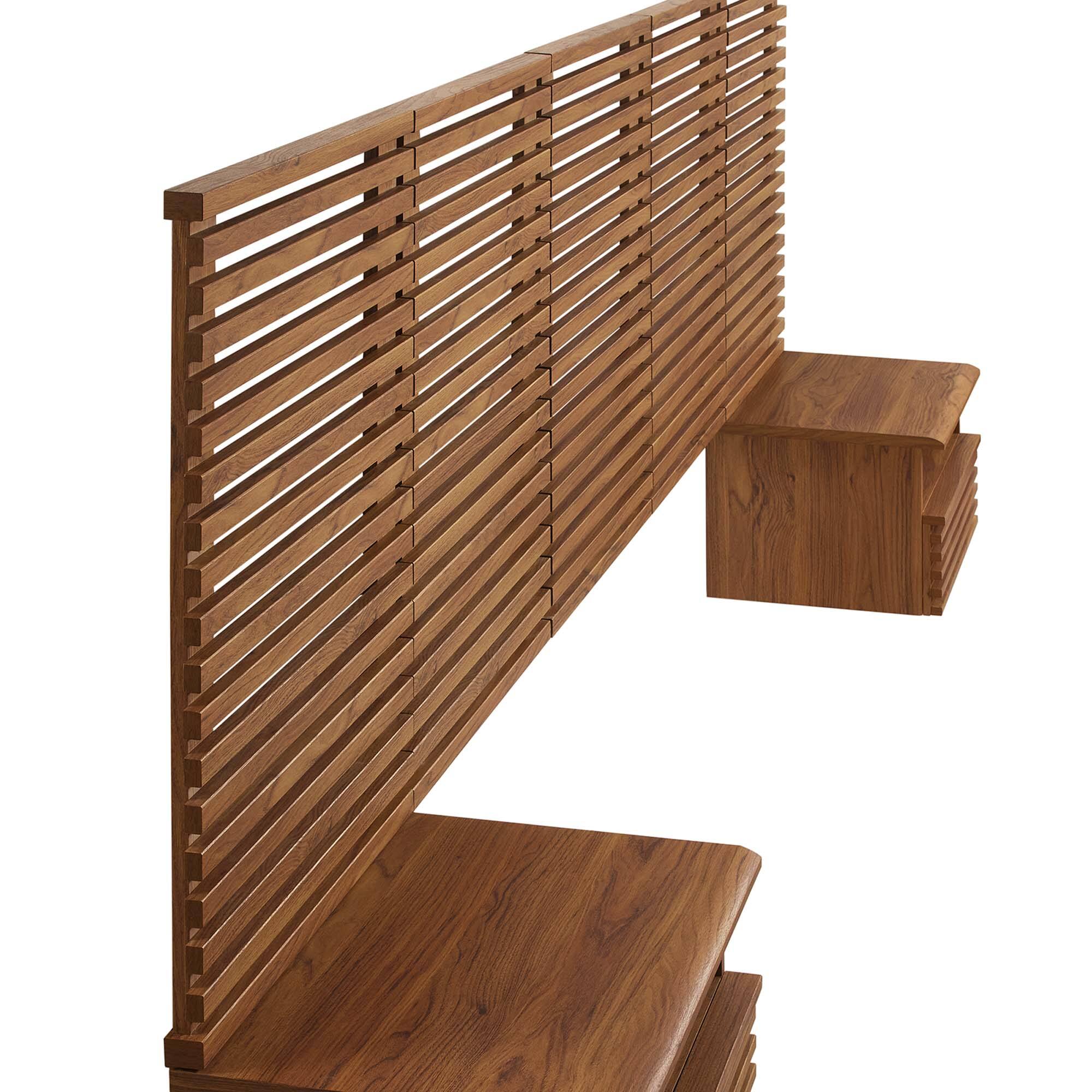 Alt View 1. Modway - Render Wall Mount Queen Headboard and Modern Nightstands by Modway - Brown.