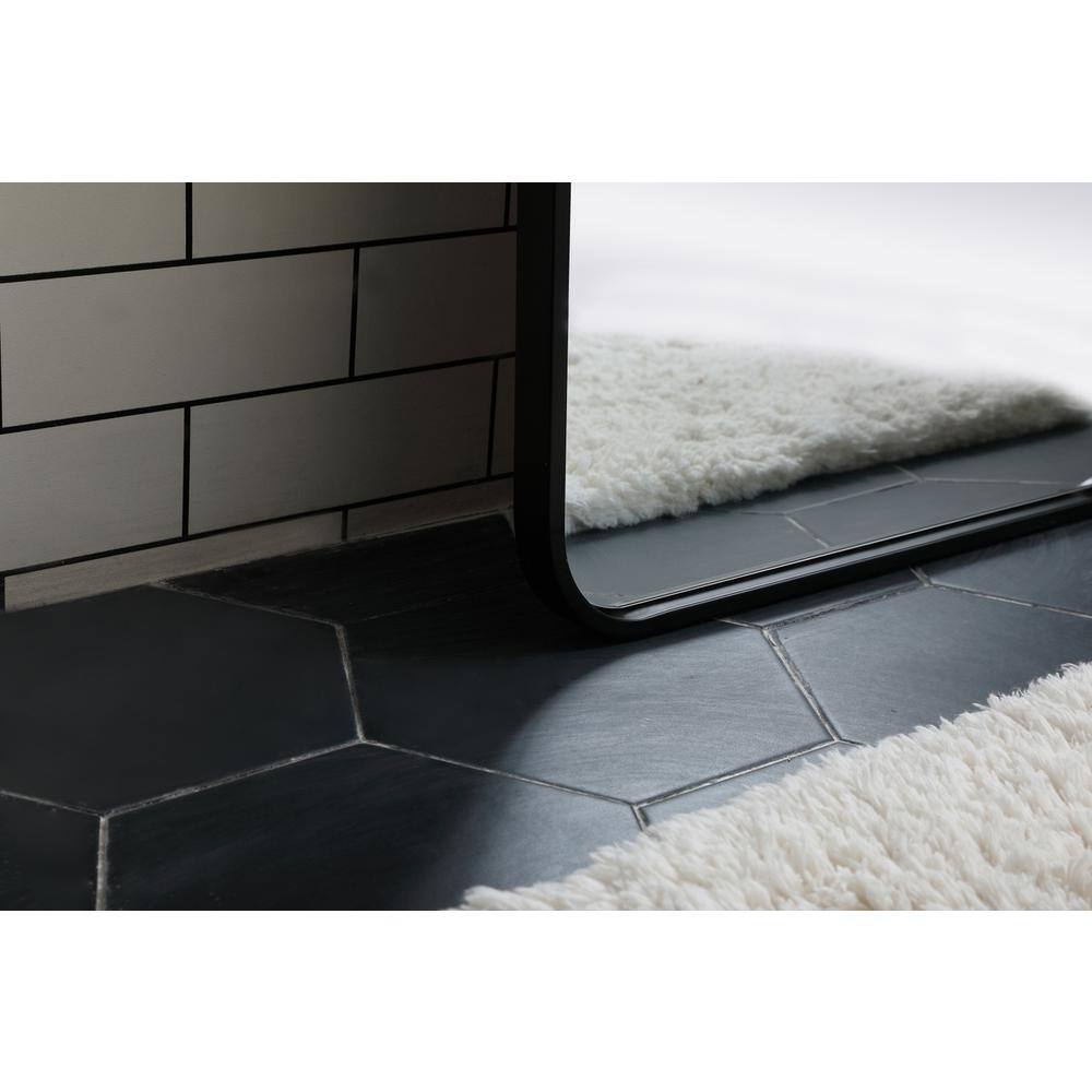 Alt View 2. Elegant Decor - Soft corner metal rectangular mirror 18x60 inch in Black - Black.