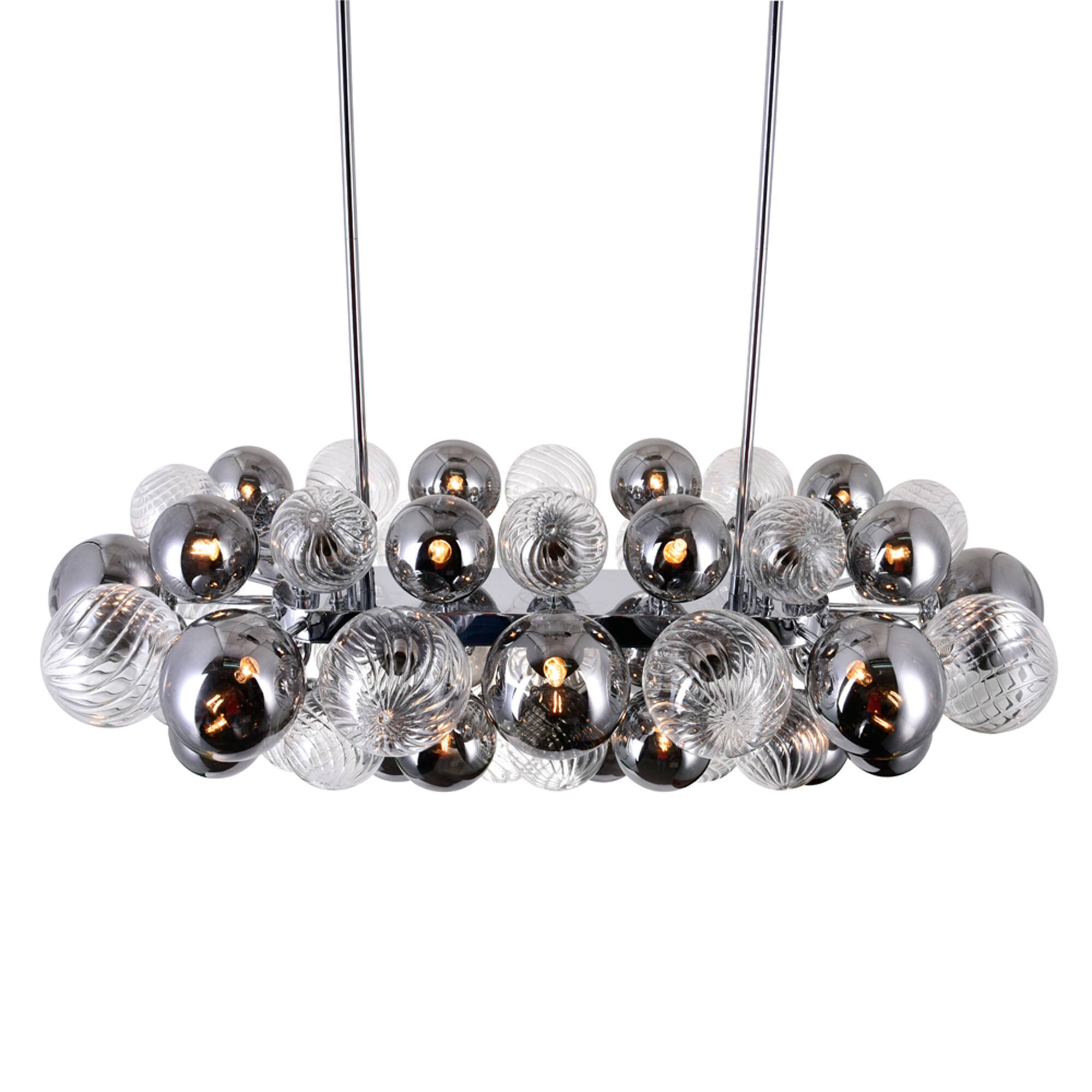 Angle. CWI Lighting - Pallocino 27 Light Island/Pool Table Chandelier With Chrome Finish - Chrome.