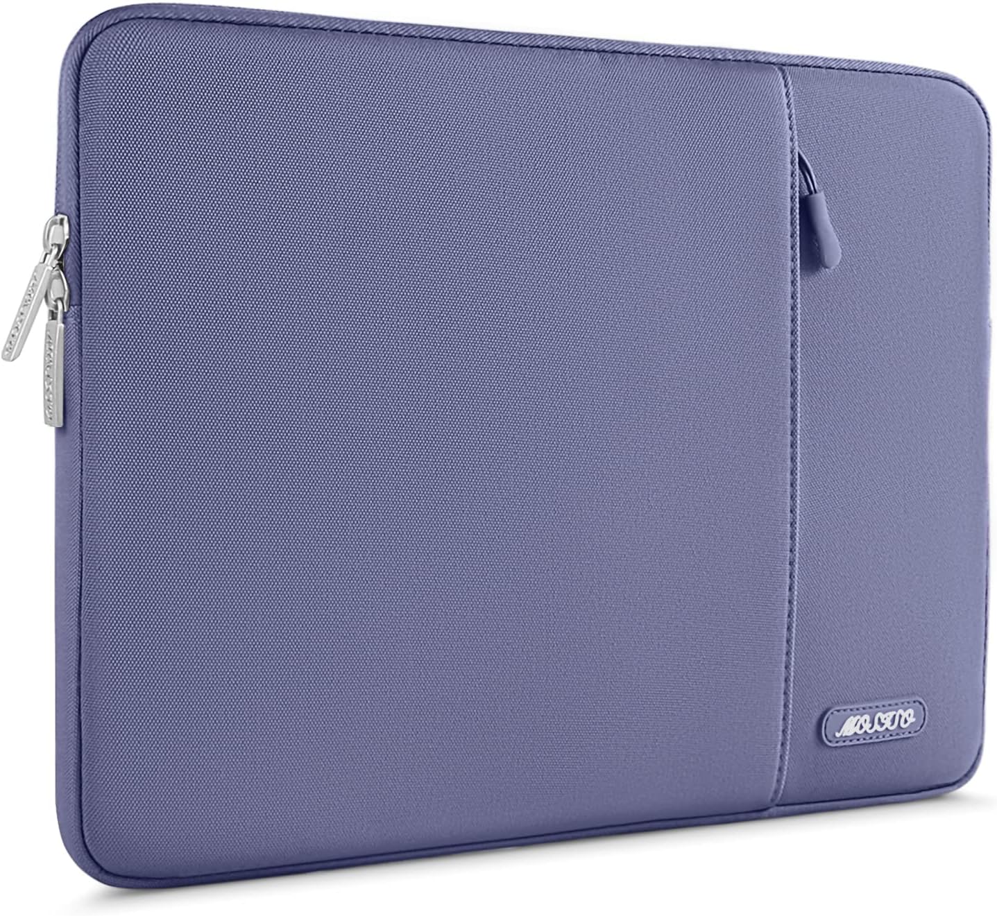 Alt View 2. mosiso - 15-16 Inch Laptop Sleeve with Pocket, Polyester Vertical Case for MacBook Pro 16 M5 M4 M3 M2 M1,HP Acer Dell Lenovo ASUS - Lavender Gray.