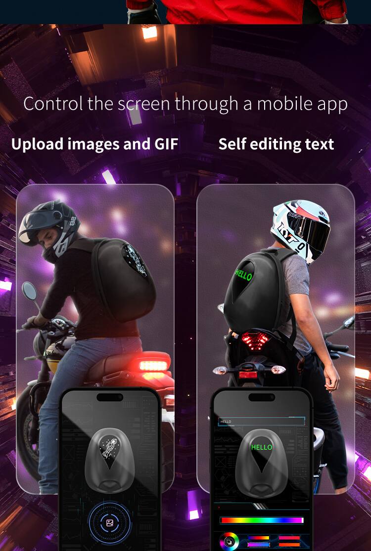 Control the screen through a mobile app  
Upload images and GIF  
Self editing text