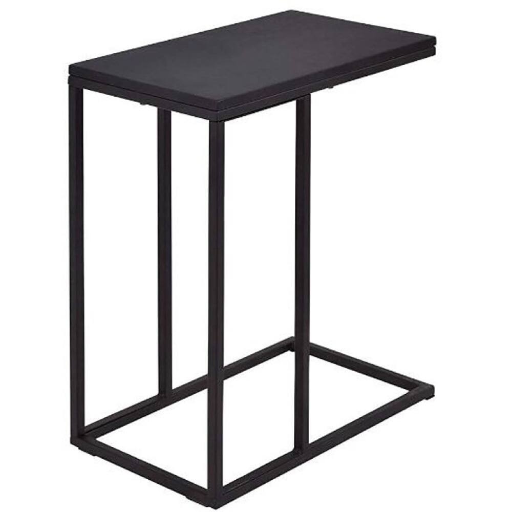 Front. Kadyn - Coffee Tray Sofa Side End Table, C-Shape Table, MDF & Steel Construction, Lightweight yet Sturdy, Perfect for Bedrooms - Black.
