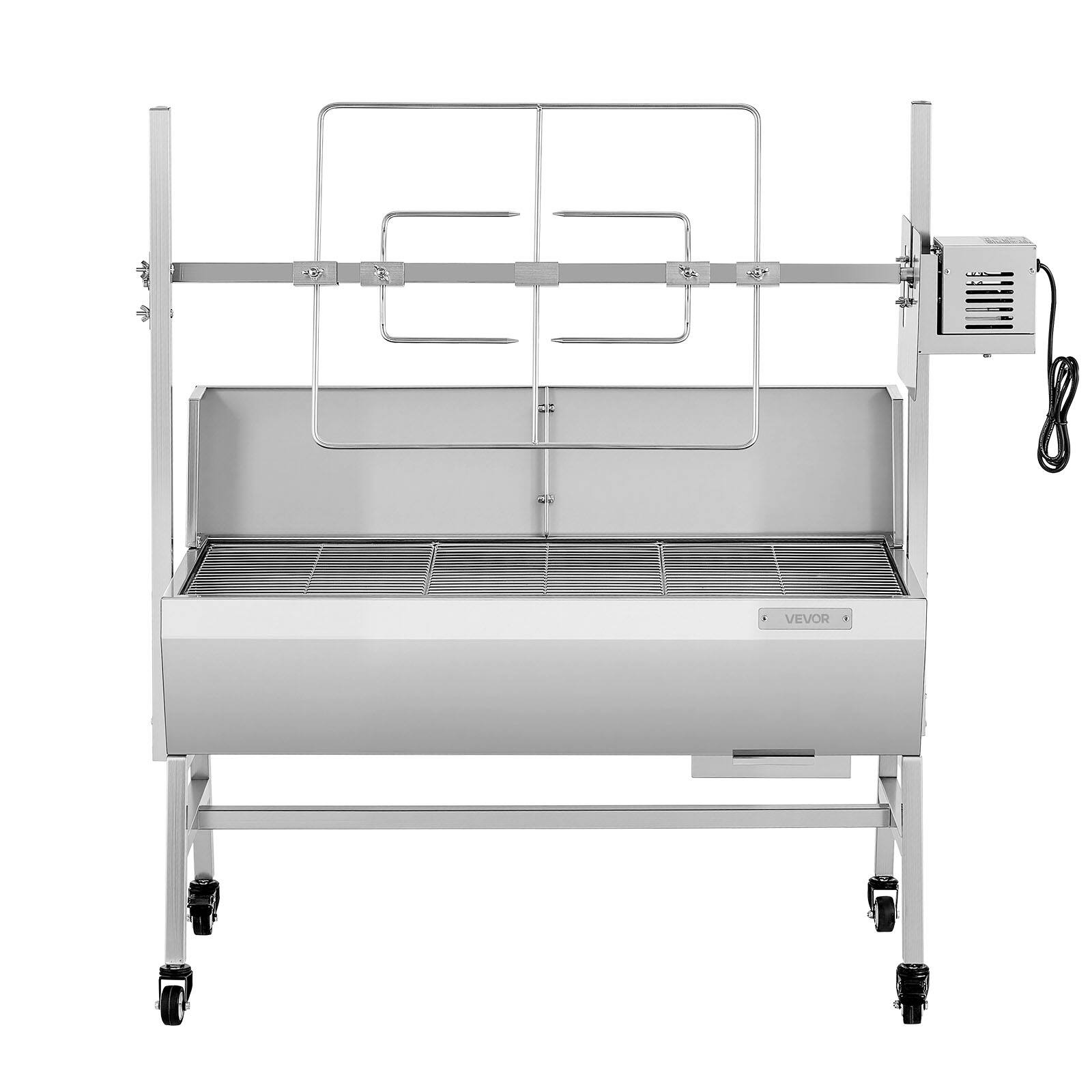 Alt View 5. VEVOR - Rotisserie Grill, 38W BBQ Outdoor Pig & Lamb Spit Roaster, Charcoal Spit Roaster with 132 LBS Load Capacity - Stainless steel color.