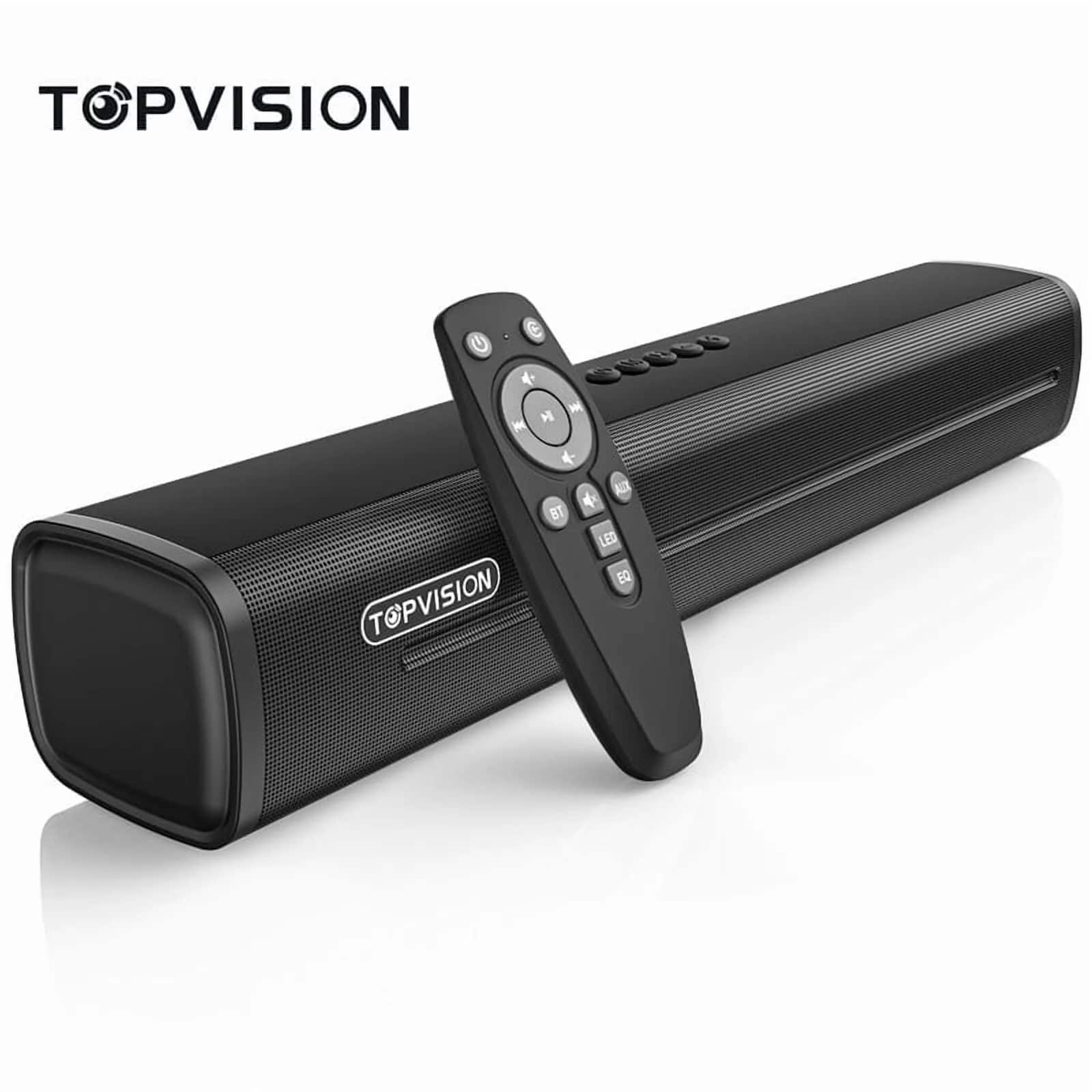 TOPVISION - 2.1 Ch Sound Bar for TV, Bluetooth 5.4 Sound Bar with Subwoofer with HDMI ARC/Optical/Aux/USB, 3D Surround Sound System