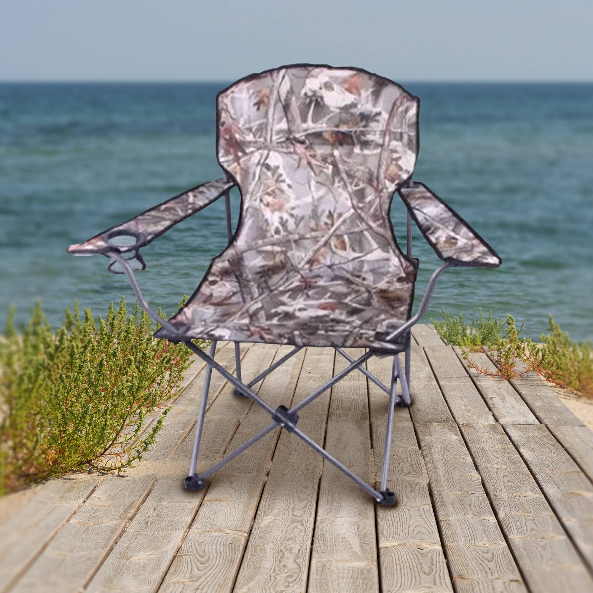 Alt View 2. Four Seasons Courtyard - Four Seasons Courtyard Oversized Polyester Arm Chair w/Durable Steel Frame, Camo - Camo.