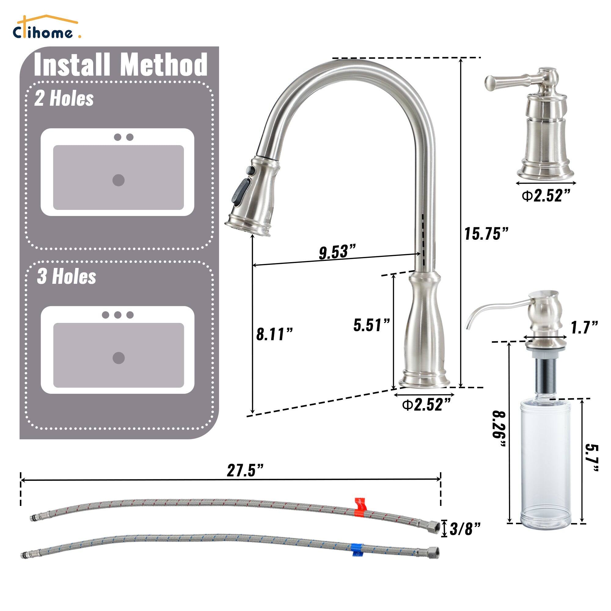 C ihome Install Method 2 Holes 2.52" 3 Holes 9.53" 15.75" 8.11" 5.51" 1.7" 27.5" 2.52" 8.26" 5.7" 3/8"