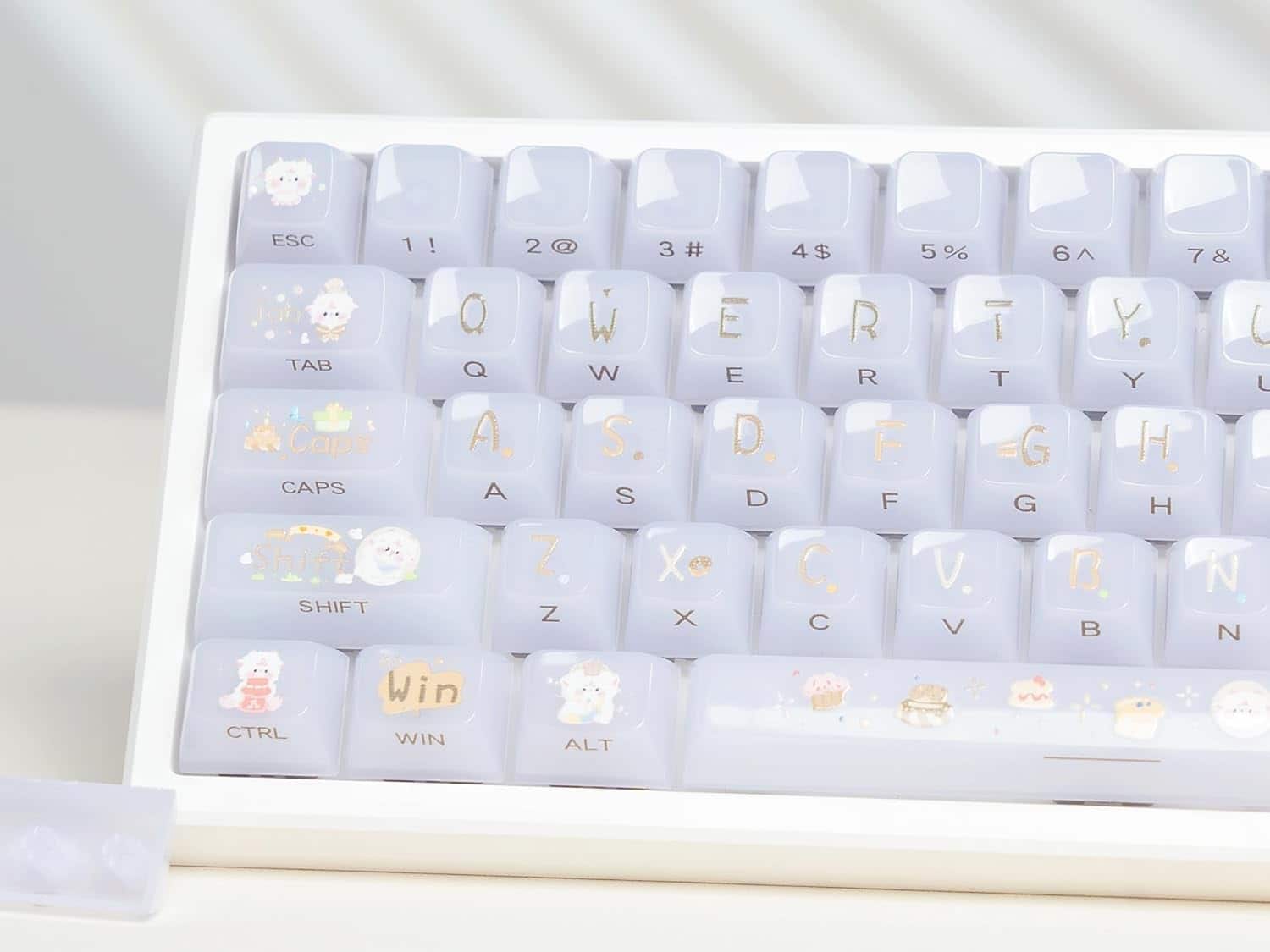 Womier - Cute Jelly Keycaps , Transparent Clear Custom Key Cap Set for All US Layout Cherry MX, Mechanical Keyboards - White-1