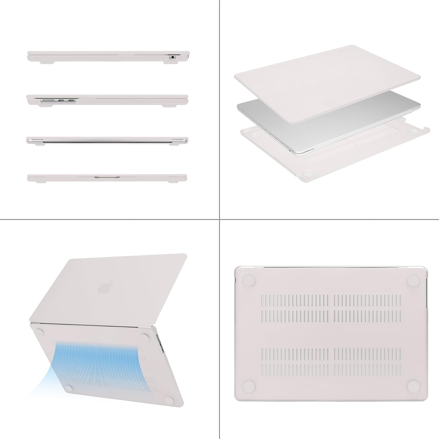 Alt View 1. mosiso - Hard Shell Case Kit for MacBook Air 15 inch A3448 A3241 A3114 A2941 M5 M4 M3 M2 - Stone Gray.