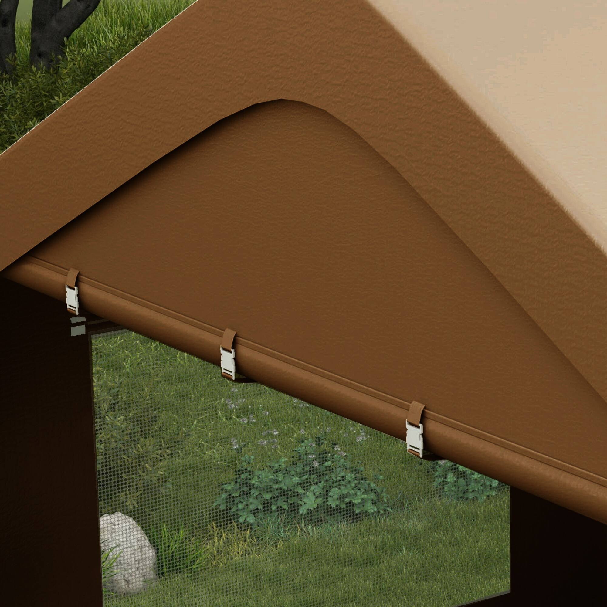 Alt View 7. Outsunny - Carport 10' x 20' Portable Garage, Heavy Duty Car Port Canopy with 2 Roll-up Doors & 4 Ventilated Windows - Tan.