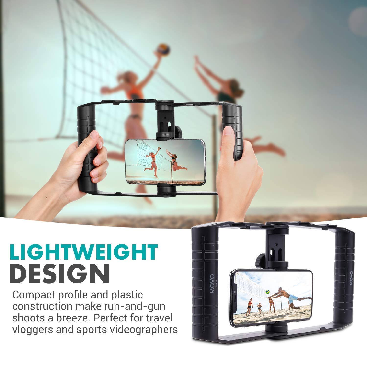LIGHTWEIGHT DESIGN  
Compact profile and plastic construction make run-and-gun shoots a breeze. Perfect for travel vloggers and sports videographers