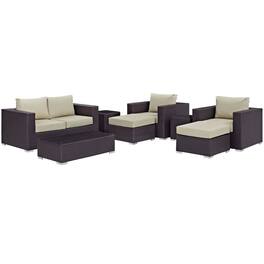Modway - Convene 8-Piece Outdoor Patio Sectional Sofa Set - Espresso Beige