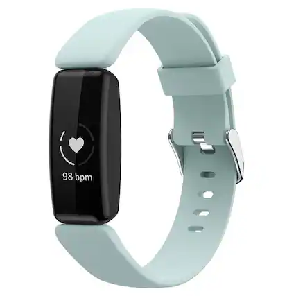 Front. StrapsCo - Active Band Silicone Rubber Watch Strap For Fitbit Inspire 2 (Medium-Long) - Pale Green.