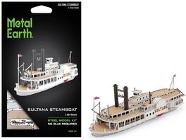 Model Kit Sultana Steamboat (Moderate Difficulty) Steel Model by Metal Earth - White With Beige