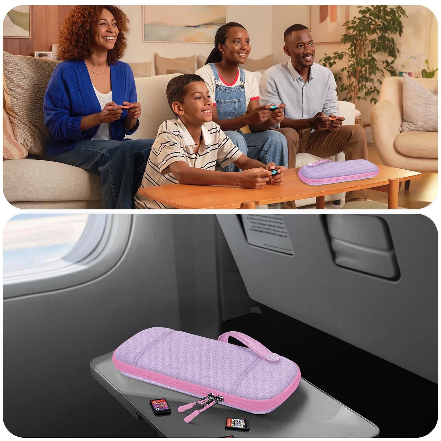 Alt View 5. Fintie - Ultra Slim Carrying Case for Nintendo Switch 2 (2025) Anti-Crush Joy-Con Protection, 10 Game Card Slots Storage Bag - Purple.